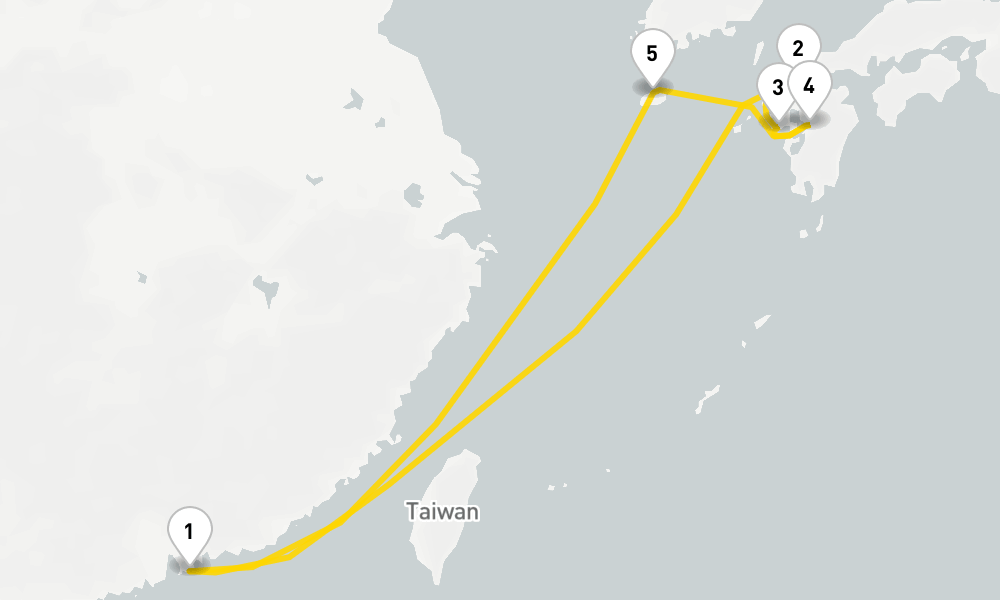 9 days, round-trip Asia from Hong Kong China 10日間