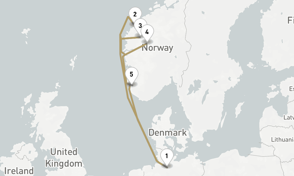 7 days, round-trip Norwegian Fjords 8日間