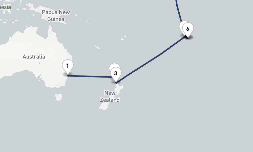 17 days, one-way from Sydney to Honolulu 18日間