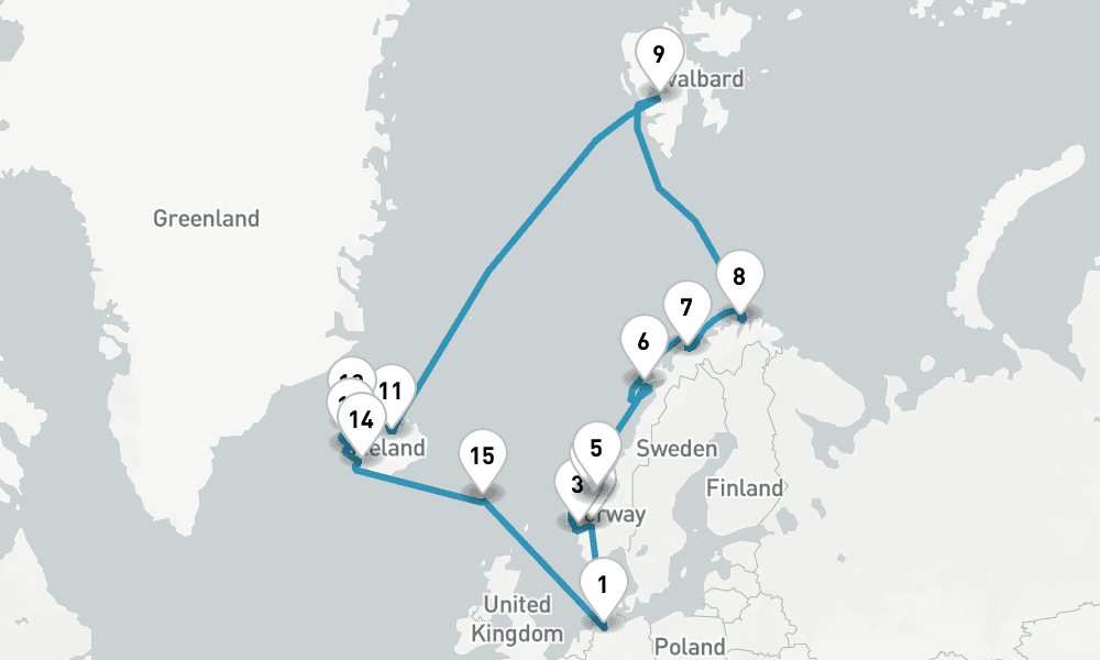 23 days, round-trip Die grose Arktisreise nach Spitzbergen 24日間