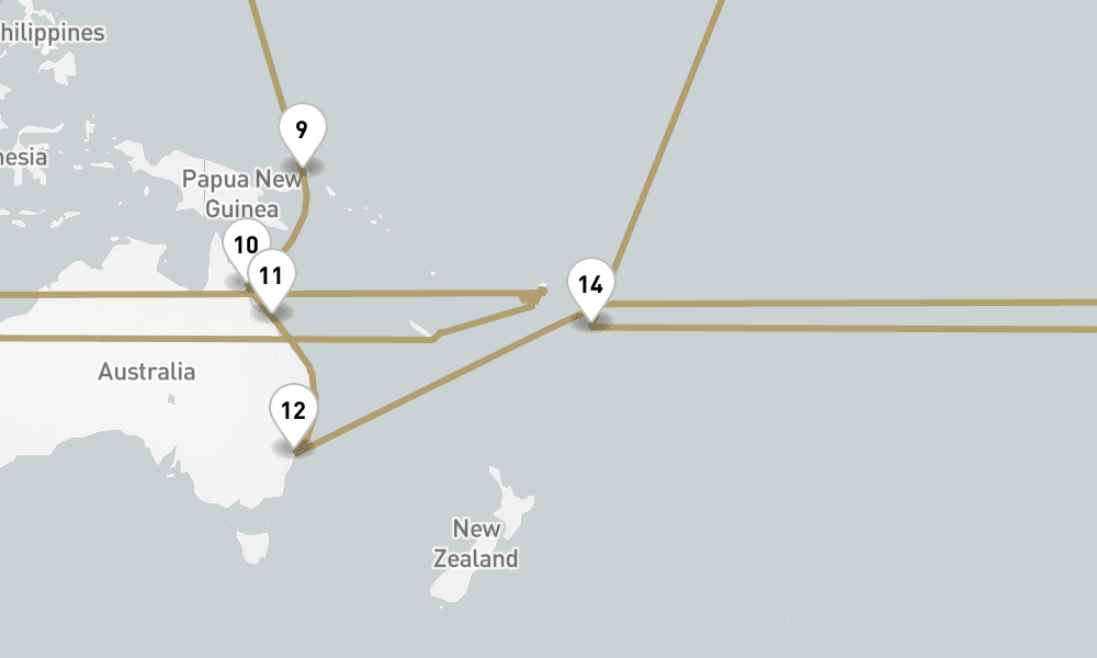 48 days, one-way from Singapore to Los Angeles 49日間