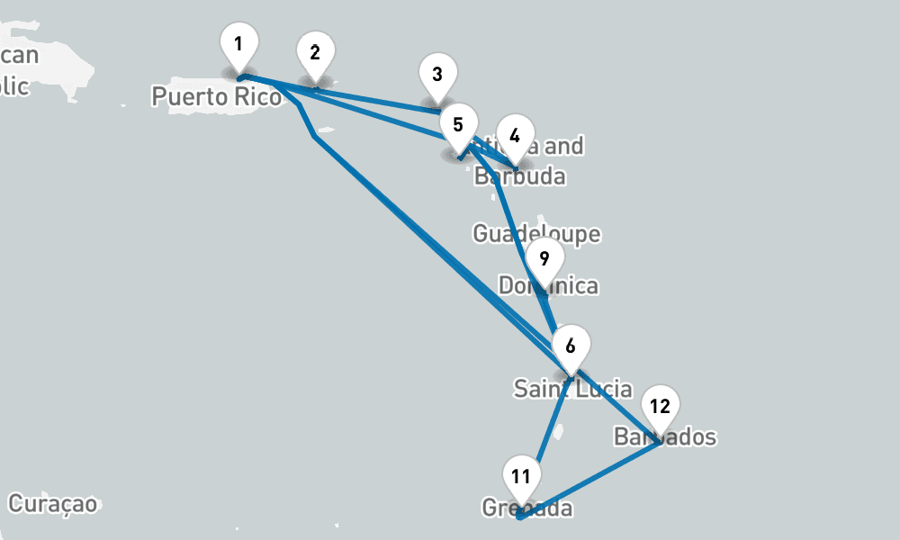 14 days, round-trip Southern Caribbean Adventurer 15日間