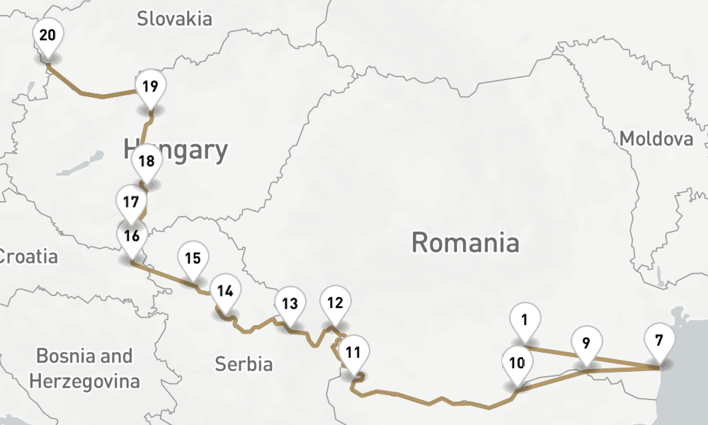 19 days, one-way from Bucharest to Budapest 20日間