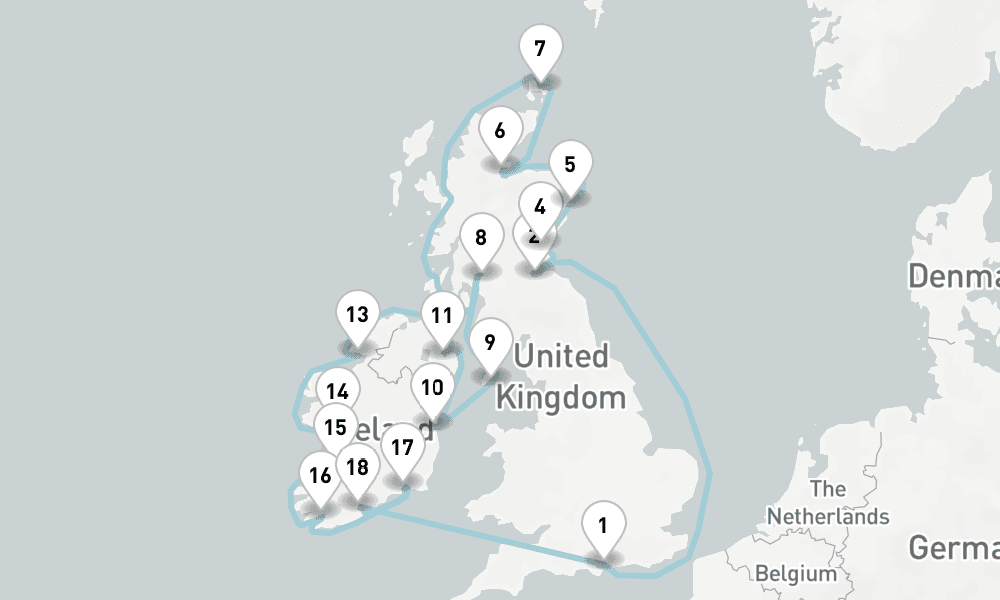 22 days, round-trip Cruise Scotland Ireland Cruise Edinburgh, Dublin Belfast 23日間