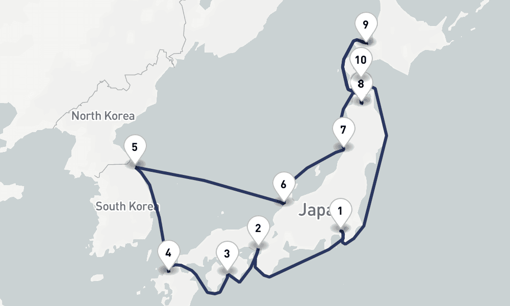 14 days, round-trip Circle Japan 15日間