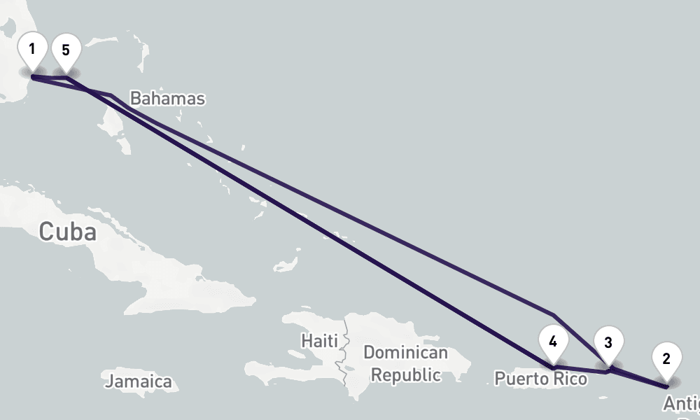 9 nights / 10 days, Miami (Florida) Round trip