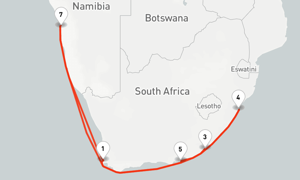 14 days, round-trip Sudafrika Namibia 15日間