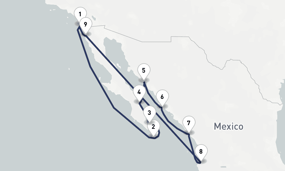 12 days, round-trip Historical Baja Peninsula 13日間