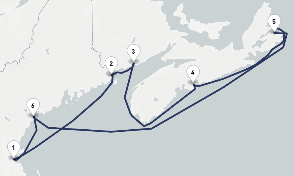 7 days, round-trip Canada New England Circle New Brunswick 8日間