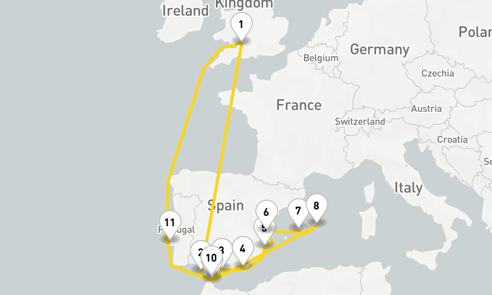 17 days, round-trip Golden Days Along The Mediterranean 18日間