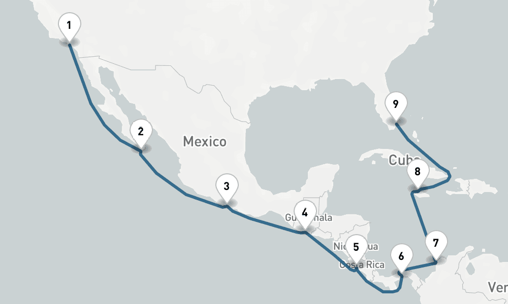 16 days, one-way from Los Angeles to Miami 17日間