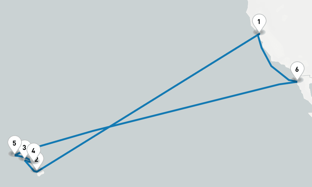 16 days, round-trip Hawaiian Islands 17日間