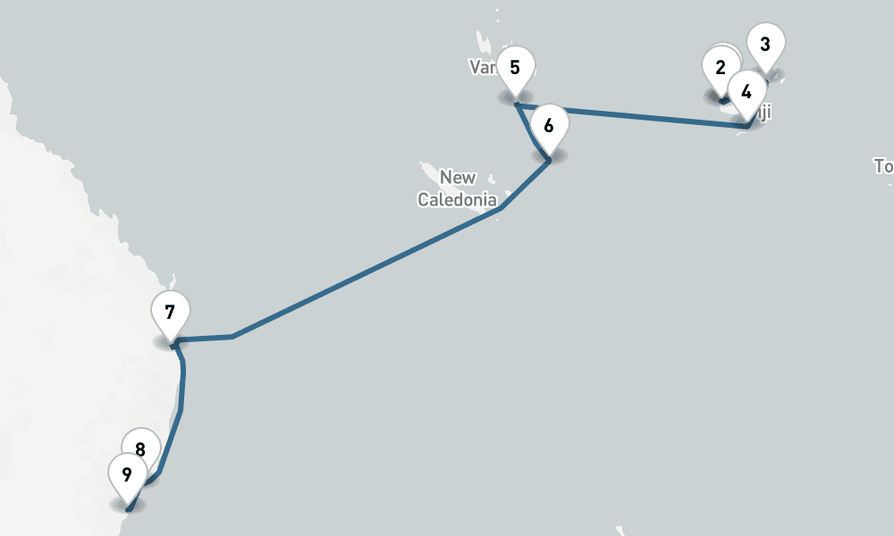 12 days, one-way from Lautoka to Sydney 13日間