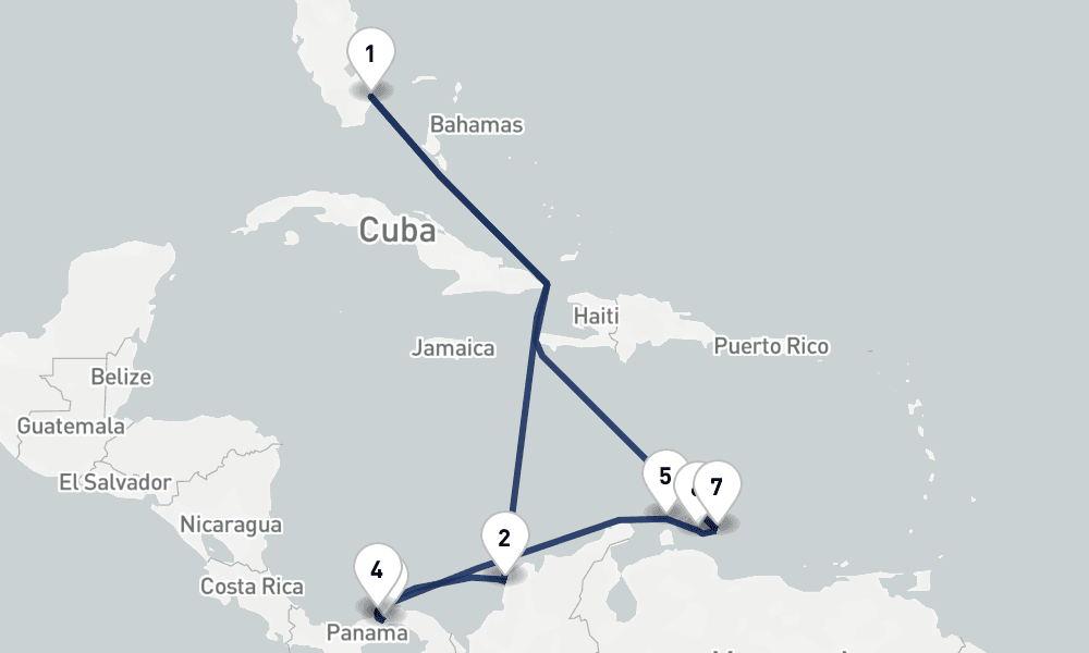 11 days, round-trip Panama Canal Southern Caribbean 12日間