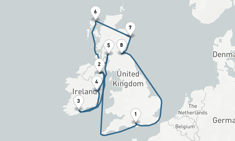 10 days, round-trip British Isles Round-trip London Ireland Scotland 11日間