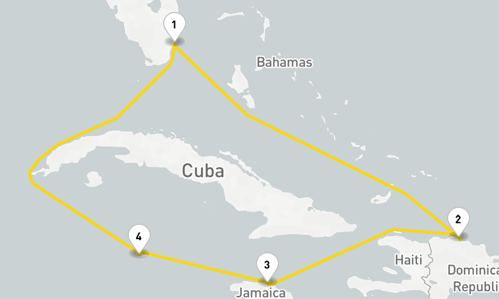 7 days, round-trip Dominican Republic Western Caribbean 8日間