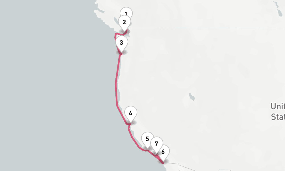 8 nights / 9 days, one-way from Vancouver (BC Canada) to Los Angeles (San Pedro / Long Beach)