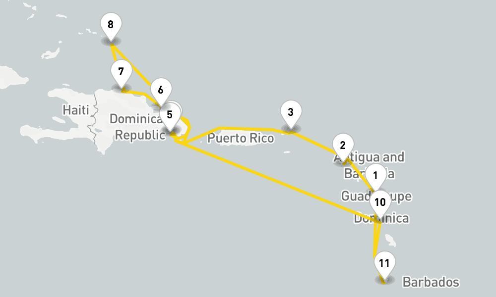 14 days, round-trip Caribbean Antilles from Guadeloupe 15日間