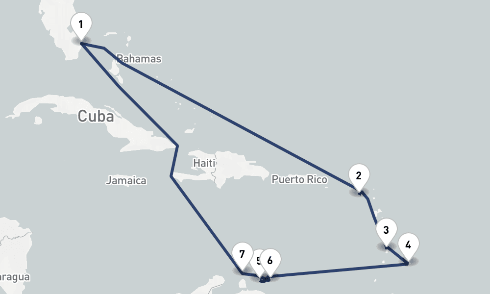 12 days, round-trip Ultimate Southern Caribbean Holiday 13日間