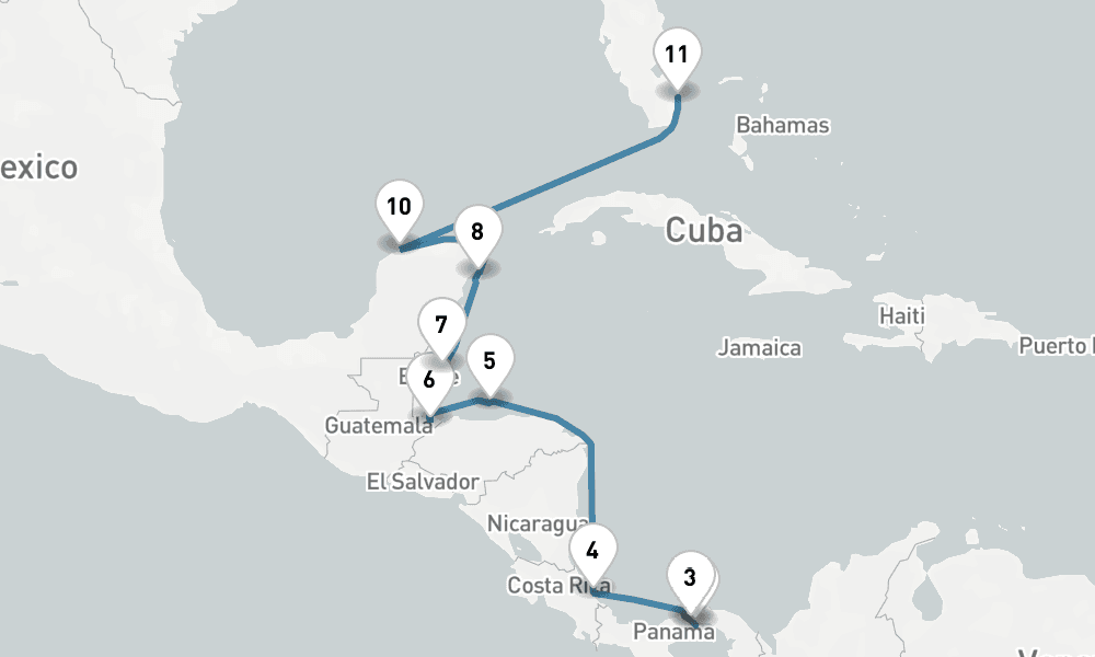 11 days, one-way from Panama City to Fort Lauderdale 12日間