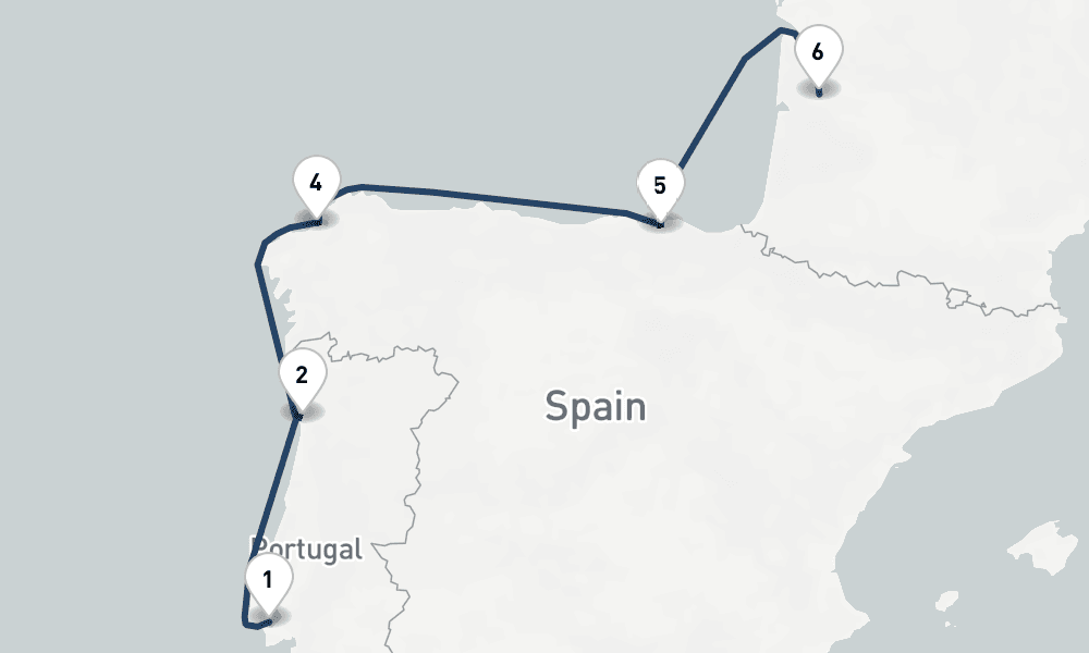 7 days, one-way from Lisbon to Bordeaux 8日間
