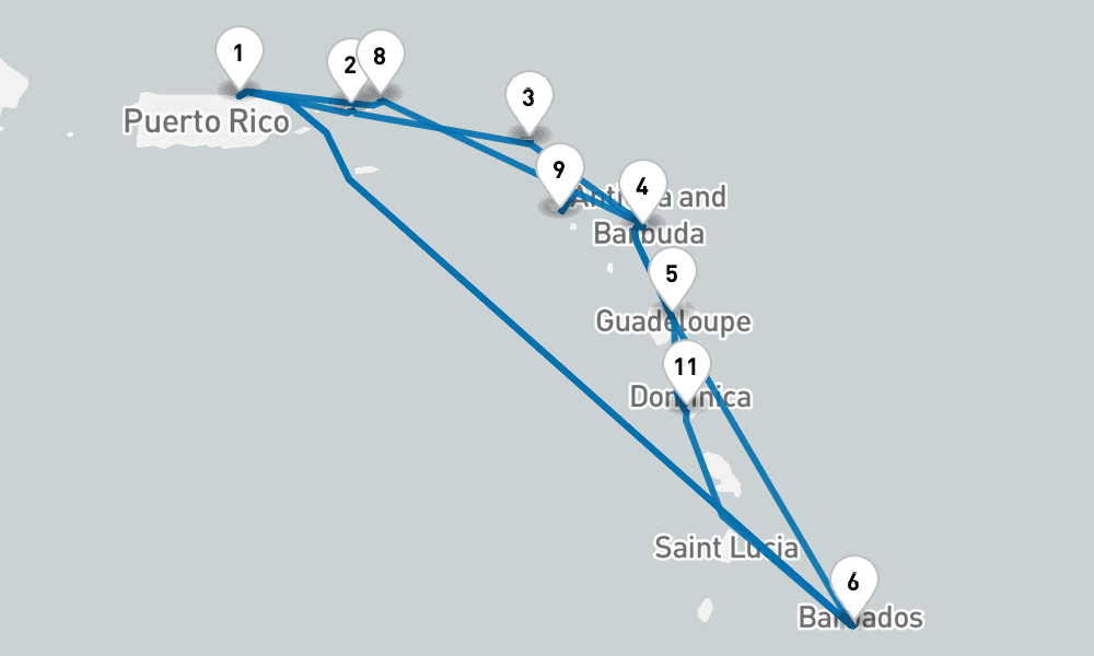 14 days, round-trip Southern Caribbean Adventurer 15日間