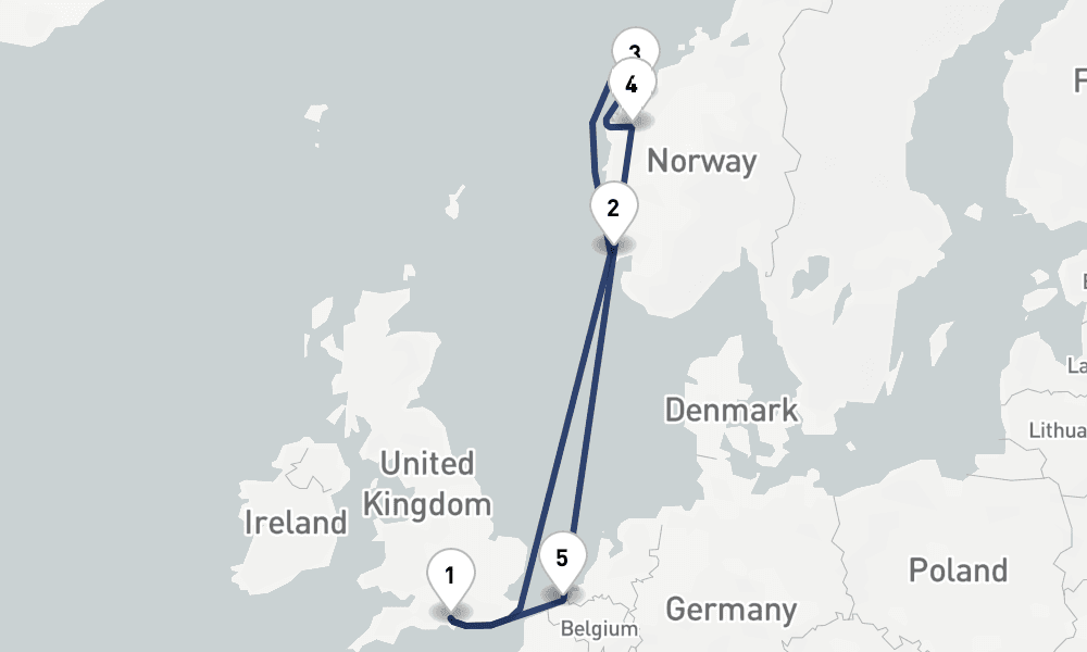 7 days, round-trip Norwegian Fjords 8日間