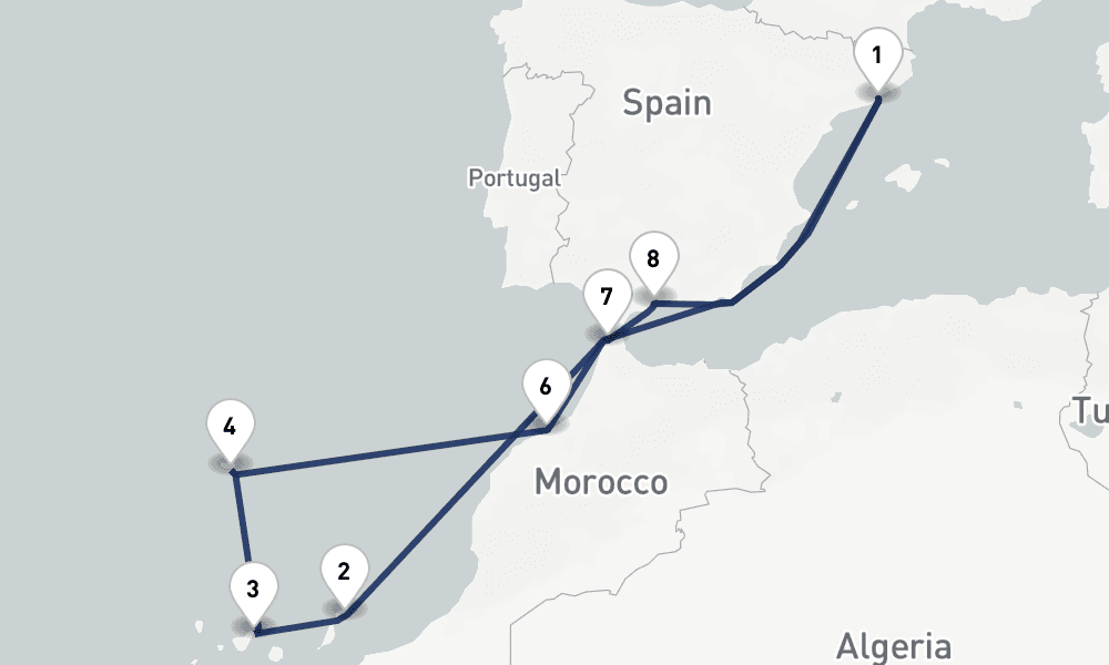 13 days, round-trip Madeira, Canaries Morocco Holiday 14日間