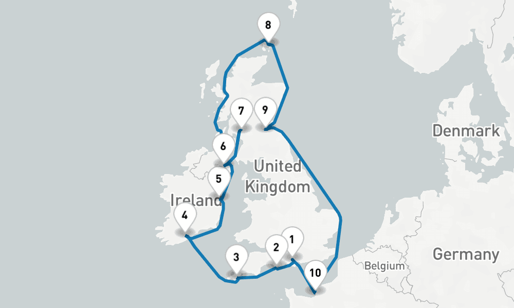 12 days, round-trip British Isles with France Belfast 13日間