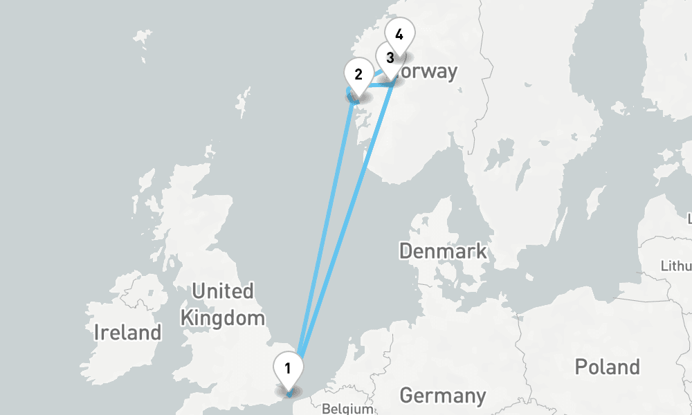 7 nights / 8 days, Dover (England) Round trip