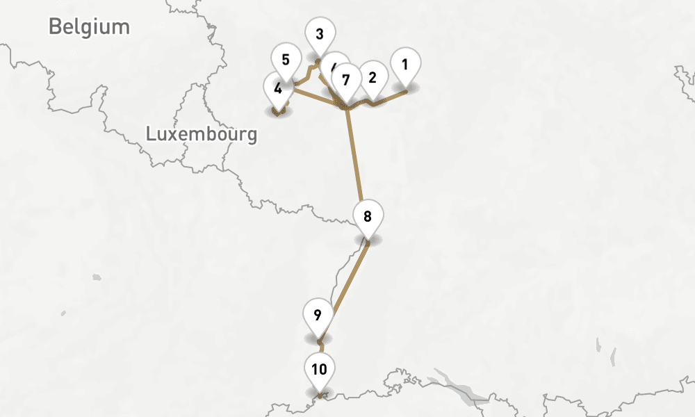 11 nights / 12 days, one-way from Frankfurt am Main to Basel