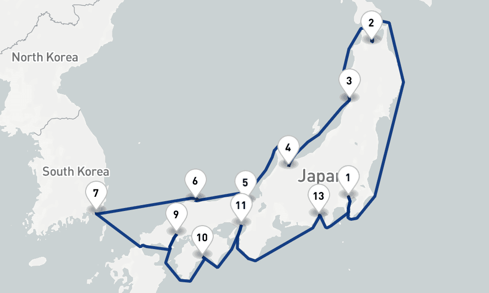 15 nights / 16 days, Tokyo Round trip
