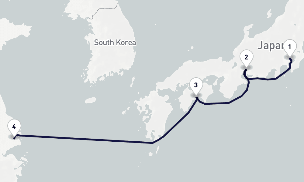 東京発上海着　片道 6日間