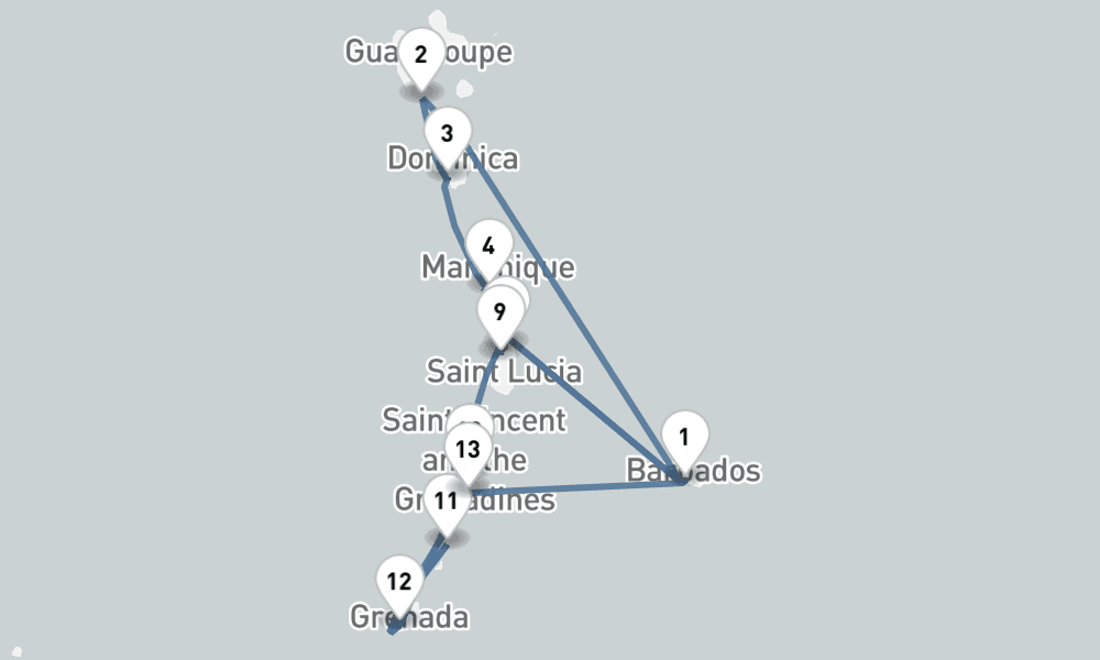 14 nights / 15 days, Bridgetown (Barbados) Round trip
