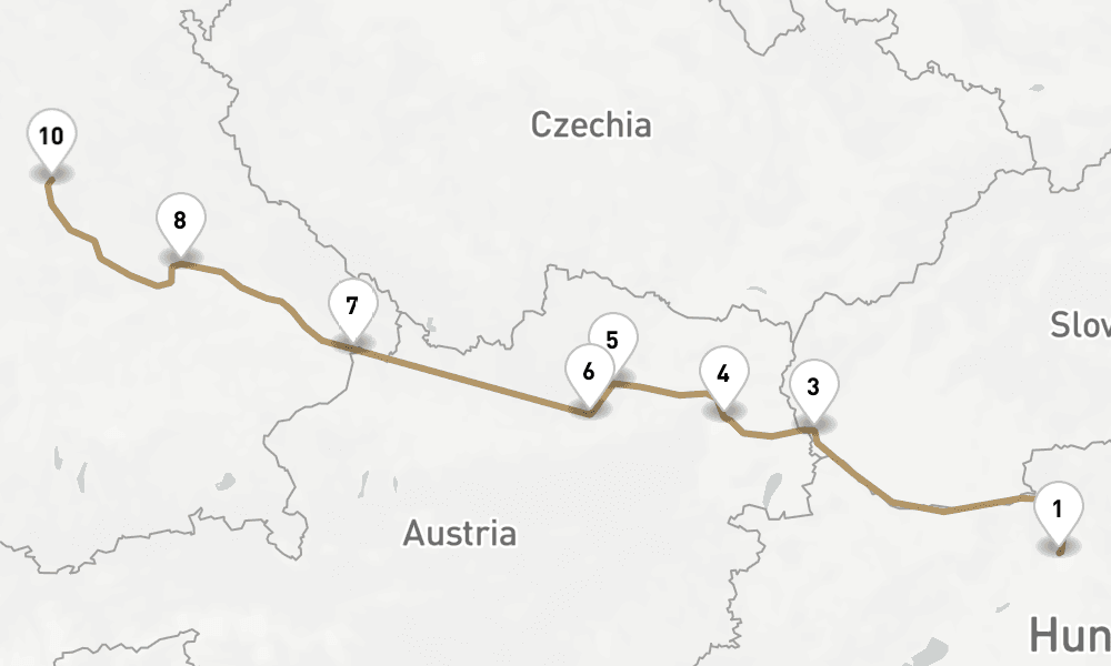 11 nights / 12 days, one-way from Budapest to Nuremberg