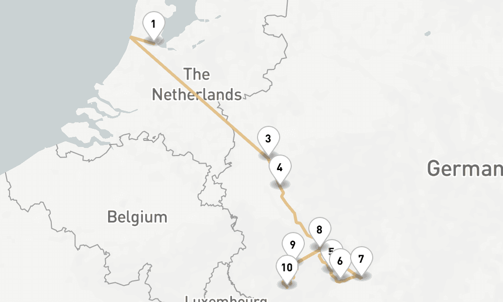 6 nights / 7 days, one-way from Amsterdam (Holland) to Bernkastel-Kues