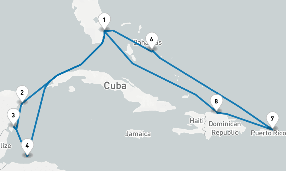 14 days, round-trip EasternWestern Caribbean Adventurer 15日間