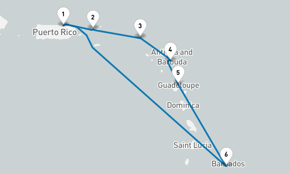 7 days, round-trip Southern Caribbean with Barbados and Antigua 8日間