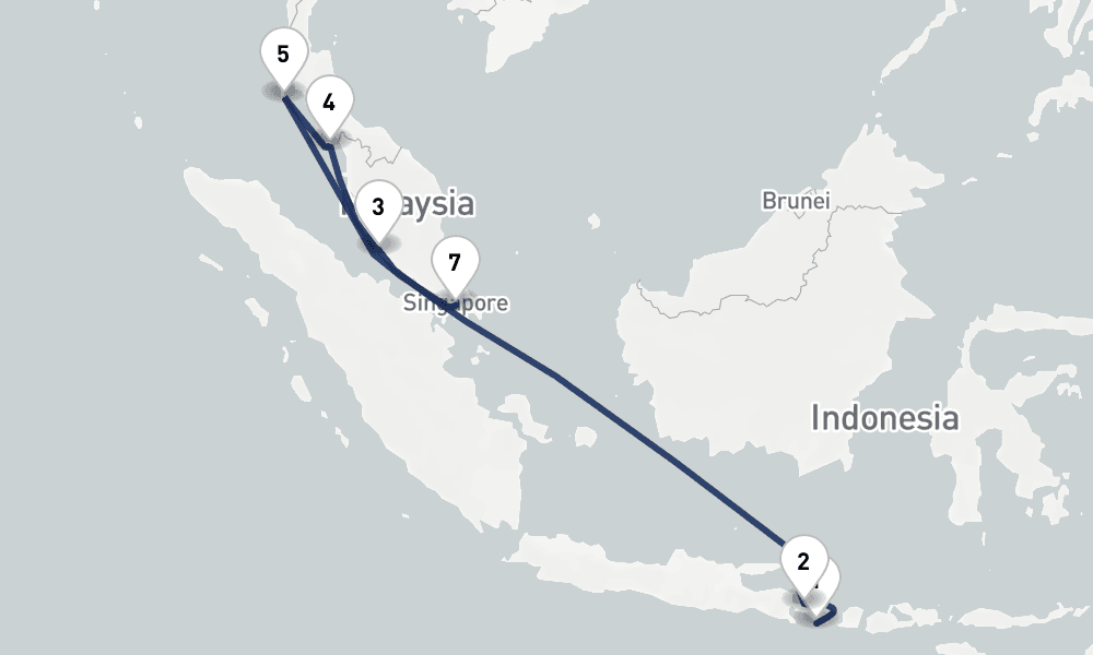 11 days, one-way from Benoa to Singapore 12日間