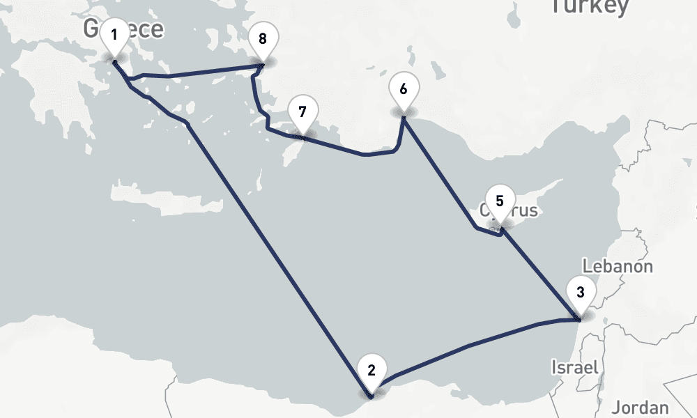 11 days, round-trip Egypt The Holy Land Cairo Rhodes 12日間