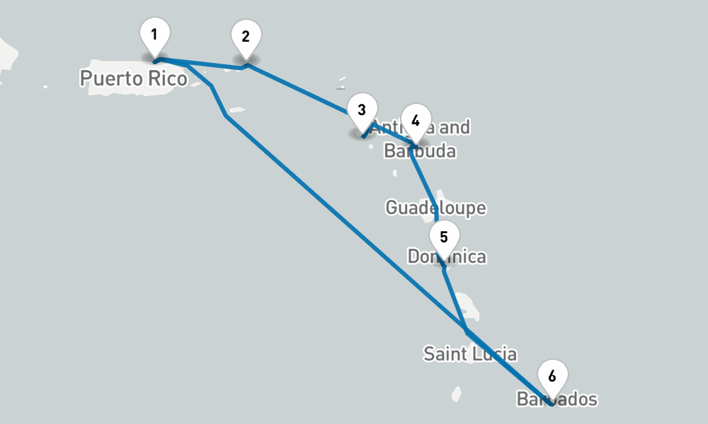 7 days, round-trip Southern Caribbean with Barbados and St. Kitts 8日間