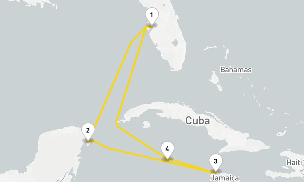 7 days, round-trip Jamaica Western Caribbean 8日間