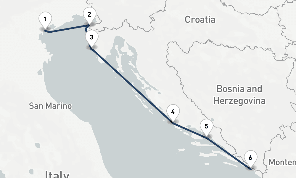 7 days, one-way from Venice to Dubrovnik 8日間