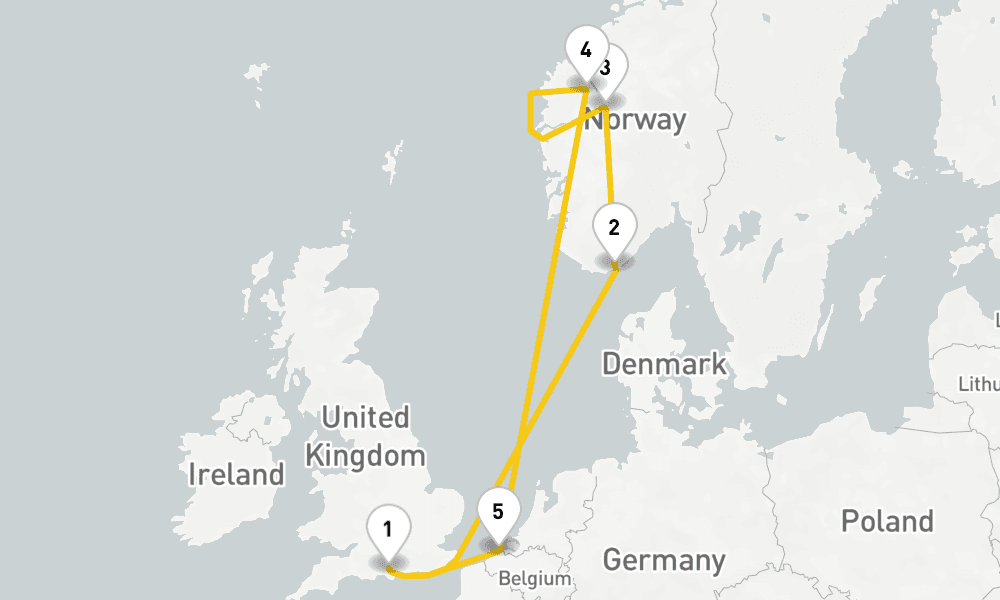 7 days, round-trip Norwegian Fjords Cruise 8日間
