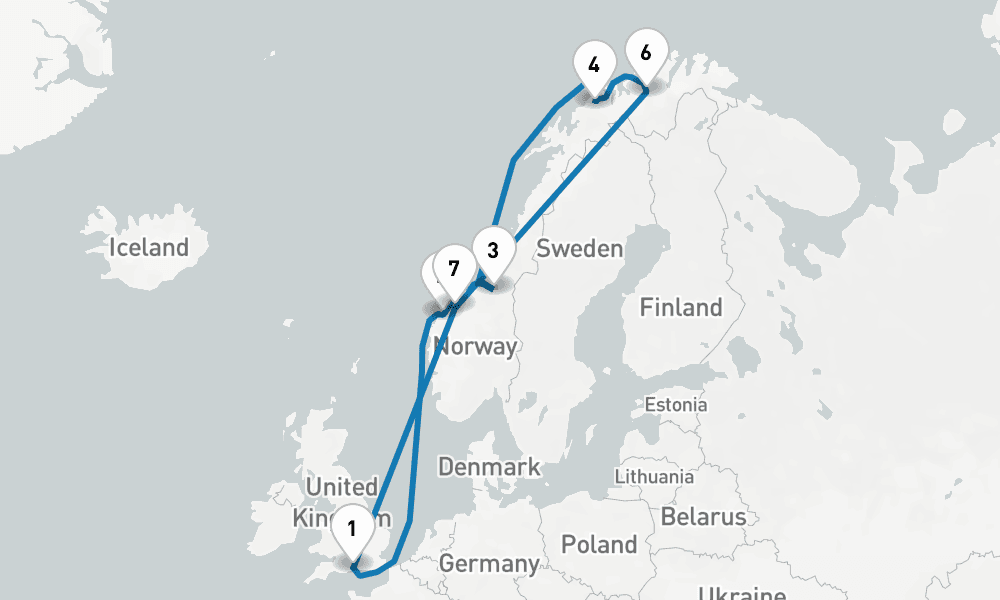 14 days, round-trip Search for the Northern Lights 15日間