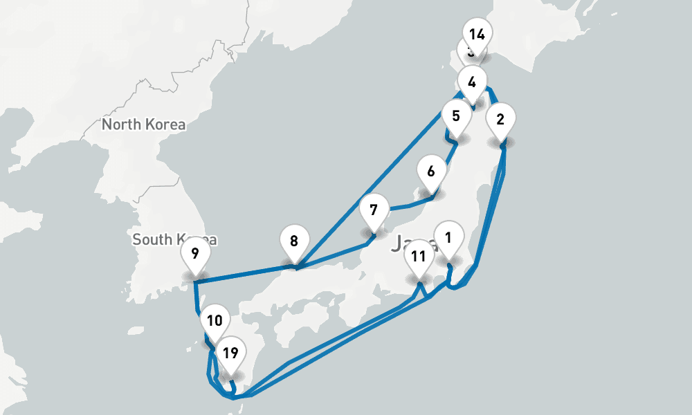 24 days, round-trip Grand Circle Japan Cherry Blossoms 25日間