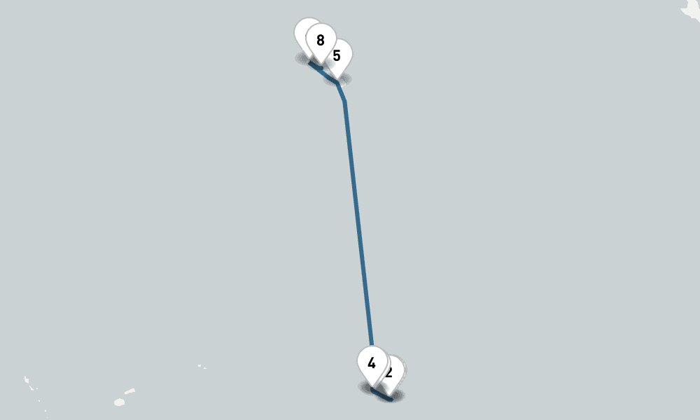 12 days, one-way from Papeete to Honolulu 13日間