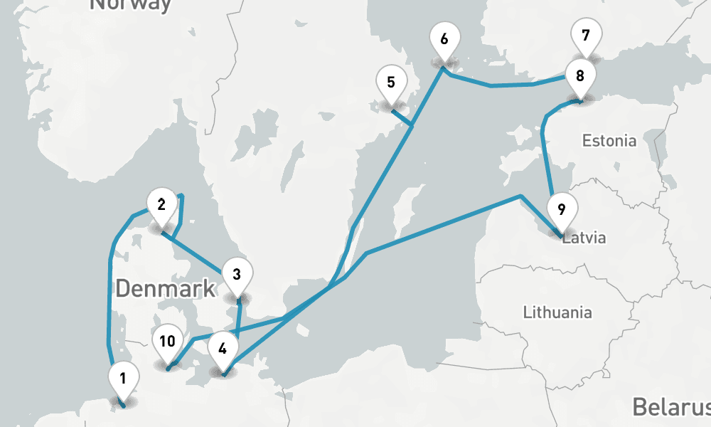 13 days, one-way from Bremerhaven to Kiel 14日間