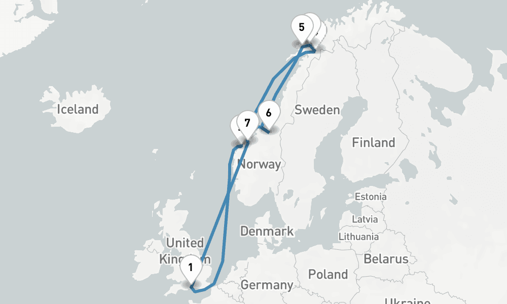 14 days, round-trip In Search of the Northern Lights 15日間