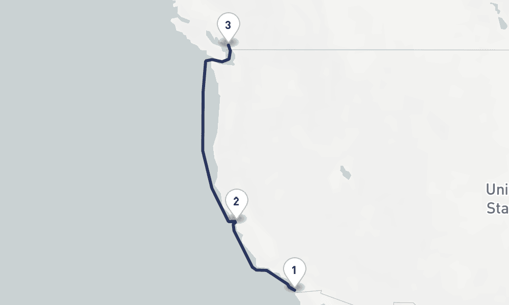 5 days, one-way from San Diego to Vancouver 6日間